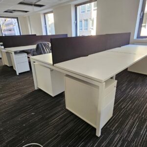 20 - Bench Desks - 1200 x 800mm - In Pods Of 4/6/8 etc - White Tops + Frames - Very Good Condition
